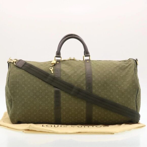 LOUIS VUITTON Monogram Mini Keepall Bandouliere55 Boston Bag Khaki Auth 29090SV - Picture 11 of 16